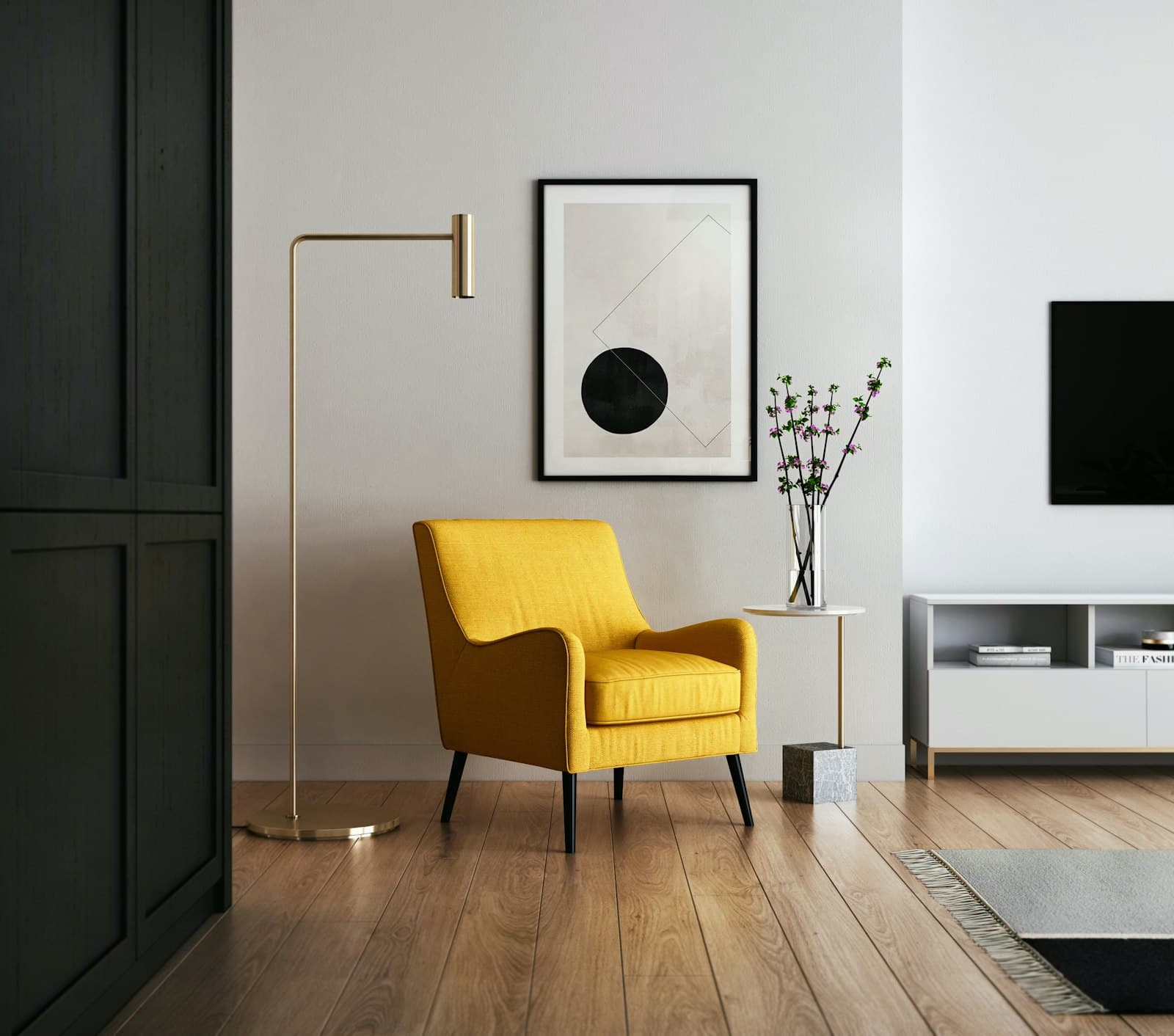 Sample living room with detected furniture hotspots